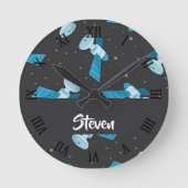 Blue space satellite pattern runde wanduhr (Vorderseite)