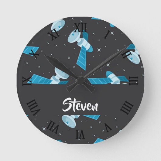 Blue space satellite pattern runde wanduhr (Vorderseite)