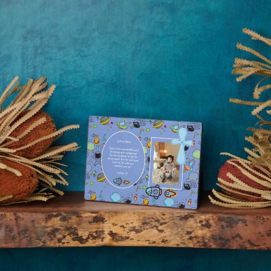 Blue Space Thema BAUTIZO FOTO Bible Verse GIFT Fotoplatte (Seite)