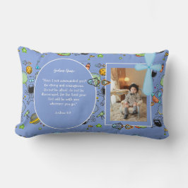 Blue Space Thema BAUTIZO FOTO Bible Verse GIFT Lendenkissen