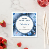 Blue Space Theme Rocket & Planets Kids Party Serviette (Beispiel)