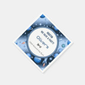 Blue Space Theme Rocket & Planets Kids Party Serviette (Ecke)