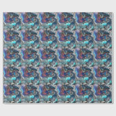 Blue Space Vibe pouring Geschenkpapier (Flach)