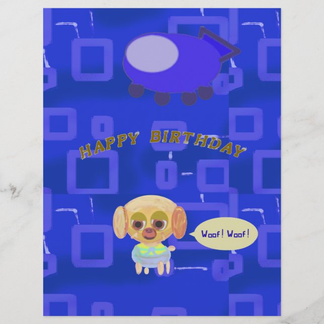 Blue Spaceship Puppy Letterhead Briefbogen (Vorderseite)