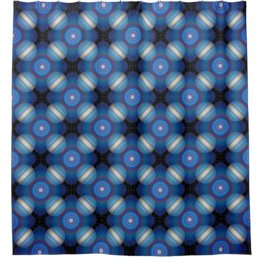 Blue Spacey Geometric Duschvorhang (Vorderseite)