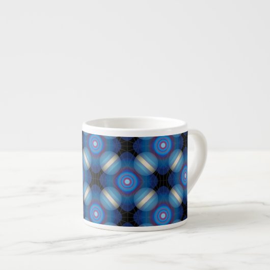 Blue Spacey Geometric Espressotasse (Vorderseite Rechts)