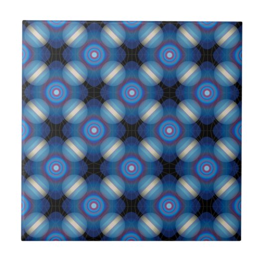 Blue Spacey Geometric Fliese (Vorderseite)