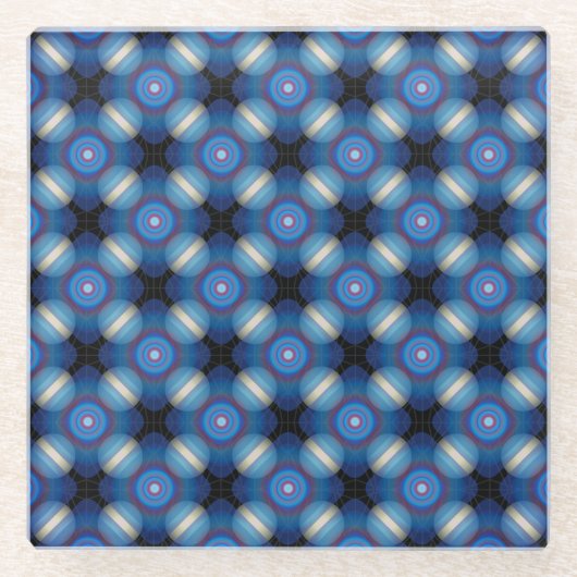 Blue Spacey Geometric Glasuntersetzer (Vorderseite)