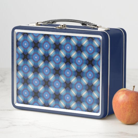 Blue Spacey Geometric Metall Lunch Box (Beispiel)