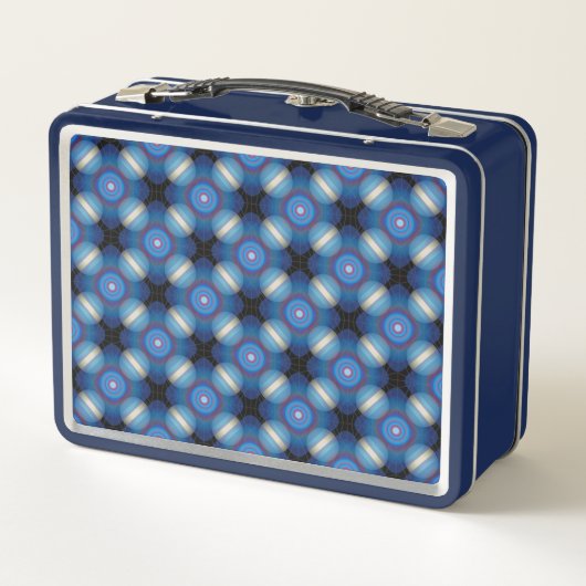 Blue Spacey Geometric Metall Lunch Box (Rückseite)