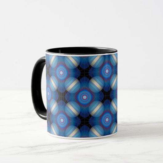 Blue Spacey Geometric Tasse (Vorderseite Links)