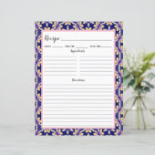 Blue Spanish Mediterrane Tile Recipi Binder Page (Stehend Vorderseite)