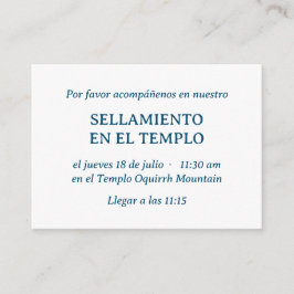 Blue Spanish Minimalistisch Temple Sealing Einladu Begleitkarte