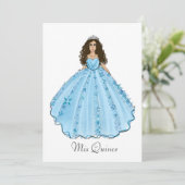Blue Spanish Quinceañera Mis Quince Einladung (Stehend Vorderseite)