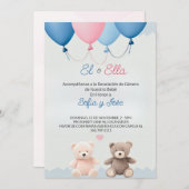Blue Spanish Teddy Bear Gender Offenlegung Einladu Einladung (Vorne/Hinten)