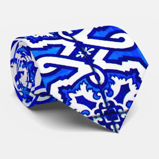 Blue Spanish Tile Krawatte (Gerollt)