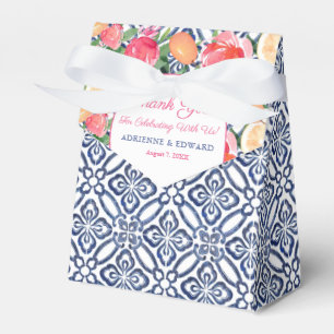 Blue Spanish Tiles Bold Florals Citrus Wedding Geschenkschachtel