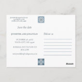 BLUE SPANISH TILES SAVE THE DATE POSTCARD POSTKARTE (Rückseite)