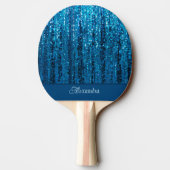 Blue Sparkle Bling Personalisiert Ping Pong Paddle Tischtennis Schläger (Rückseite)