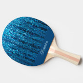 Blue Sparkle Bling Personalisiert Ping Pong Paddle Tischtennis Schläger (Seitenansicht)