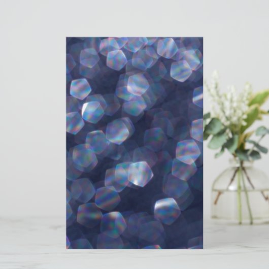 Blue Sparkle Bokeh Lights Briefpapier (Stehend Vorderseite)