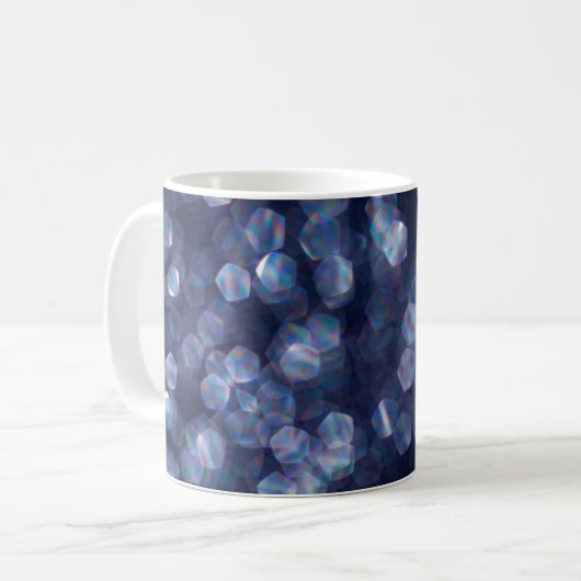 Blue Sparkle Bokeh Lights Kaffeetasse (Vorderseite Links)