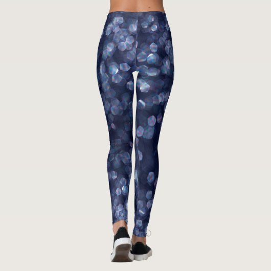 Blue Sparkle Bokeh Lights Leggings (Rückseite)