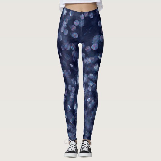 Blue Sparkle Bokeh Lights Leggings (Vorderseite)