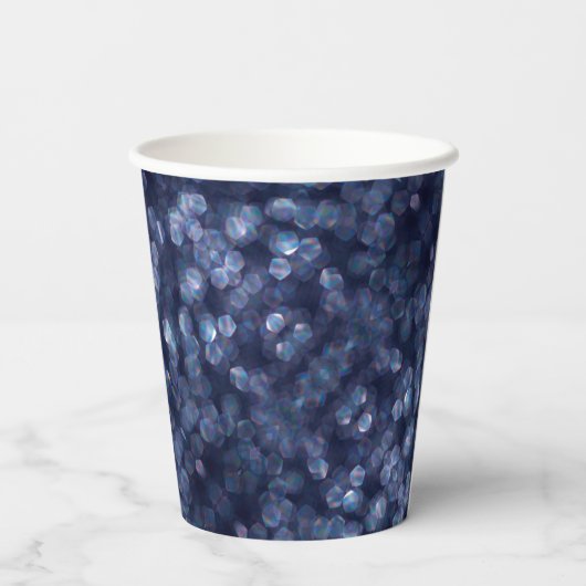 Blue Sparkle Bokeh Lights Pappbecher (Rückseite)