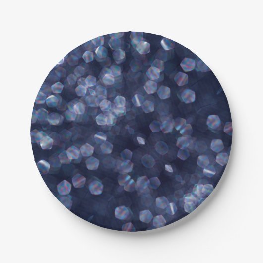 Blue Sparkle Bokeh Lights Pappteller (Vorderseite)