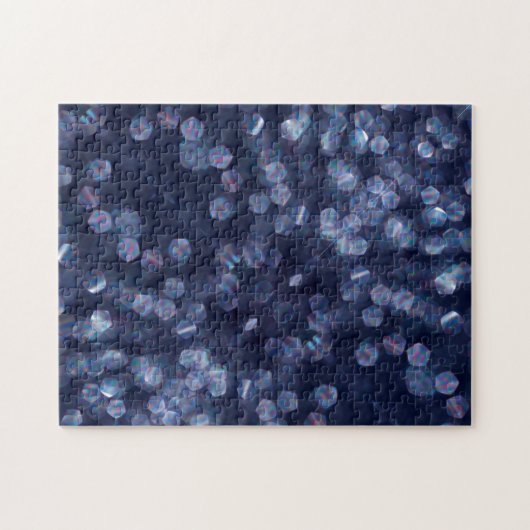 Blue Sparkle Bokeh Lights Puzzle (Horizontal)