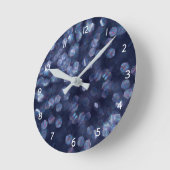 Blue Sparkle Bokeh Lights Runde Wanduhr (Winkel)