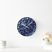 Blue Sparkle Bokeh Lights Runde Wanduhr (Zuhause)
