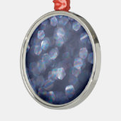 Blue Sparkle Bokeh Lights Silbernes Ornament (Links)