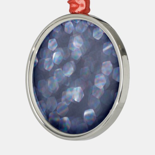 Blue Sparkle Bokeh Lights Silbernes Ornament (Links)