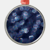 Blue Sparkle Bokeh Lights Silbernes Ornament (Vorne)
