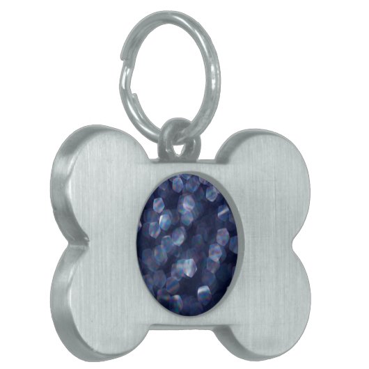 Blue Sparkle Bokeh Lights Tiermarke (Vorderseite links)