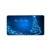 Blue Sparkle Christmas Tree Address Label Adressaufkleber (Vorne)