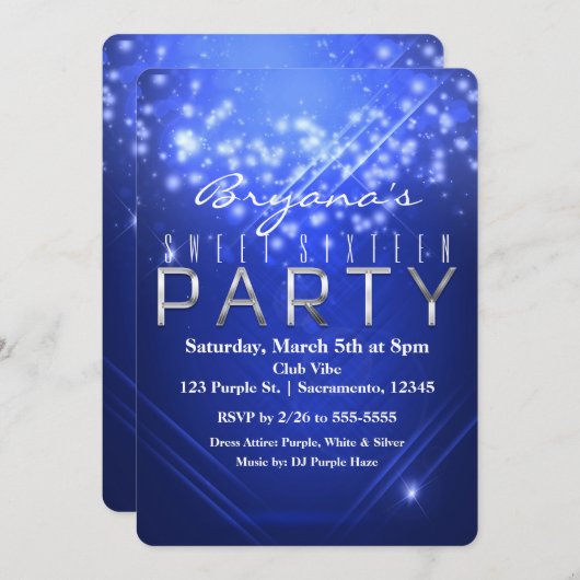 Blue Sparkle Club Wilhelm Tell Einladung (Vorne/Hinten)