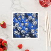 Blue Sparkle Diamond Hearts Napkins Serviette (Beispiel)