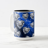 Blue Sparkle Diamond Hearts Tasse (Vorderseite Links)