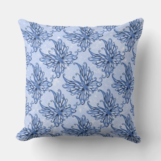 Blue Sparkle Fairy Wings Throw Kissen (Vorderseite)