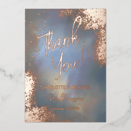 Blue Sparkle Foto Overlay Wedding Vielen Dank Folieneinladung