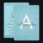 Blue Sparkle Glitzer 16 . Geburtstag Geburtstag Einladung<br><div class="desc">Blue Sparkle Glitzer 16 . Geburtstag Monogram Name and Initial Birthday Party Einladung. Diese Einladung ist ideal für die Sparkle Glitzer Sweet 16 Geburtstagsparty,  die in Aquamarin oder Aqua Blue feiern möchten.</div>