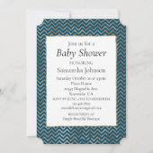 Blue Sparkle Glitzer Gold Zigzag Einladung (Vorderseite)