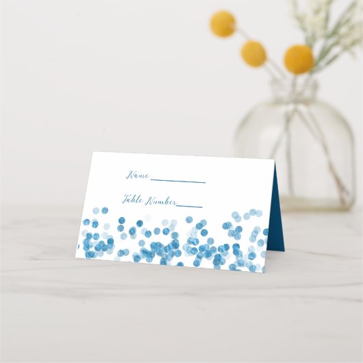 Blue Sparkle Glitzer Platzkarte (Vorderseite)