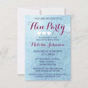 Blue Sparkle Hen Party Einladung
