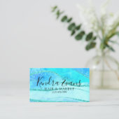 Blue Sparkle Holographic Style Glam Business Card Visitenkarte (Stehend Vorderseite)