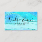 Blue Sparkle Holographic Style Glam Business Card Visitenkarte (Vorderseite)