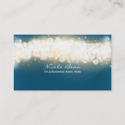 Blue Sparkle Lights Sky Blast Business Card Visitenkarte (Vorderseite)
